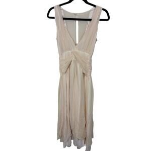 Revolve Divine Heritage Midi V Neck Dress Babydoll Soft Pink Balletcore SoftGirl